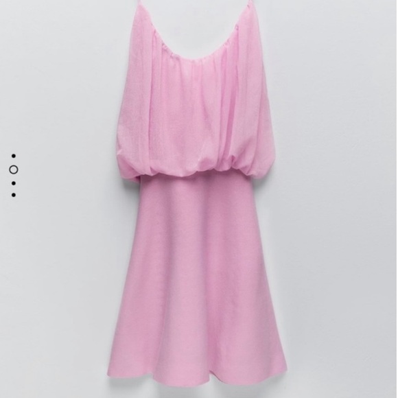 ❗️SOLD❗️NWT Zara sleeves mini dress in Barbie pink - Picture 2 of 4